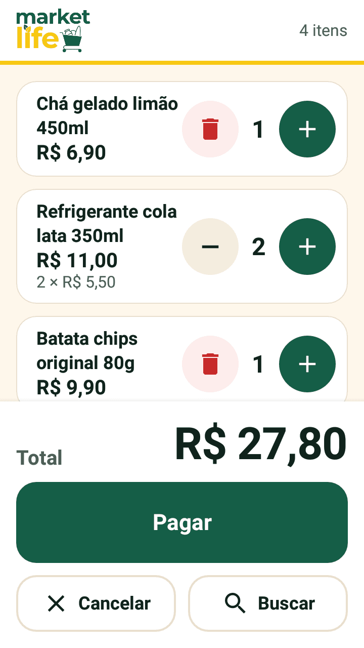Confira o carrinho